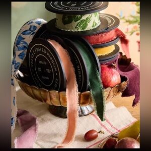 Anthropology Red Floral Velvet Ribbon